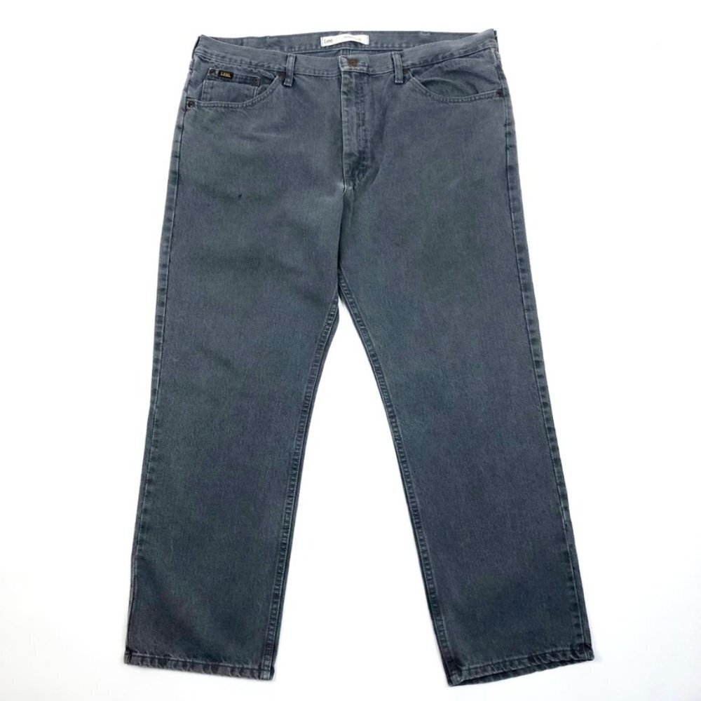 Lee Jeans Men's 42X30 Charcoal Grey Regular Fit Straight Leg Rigid Denim
